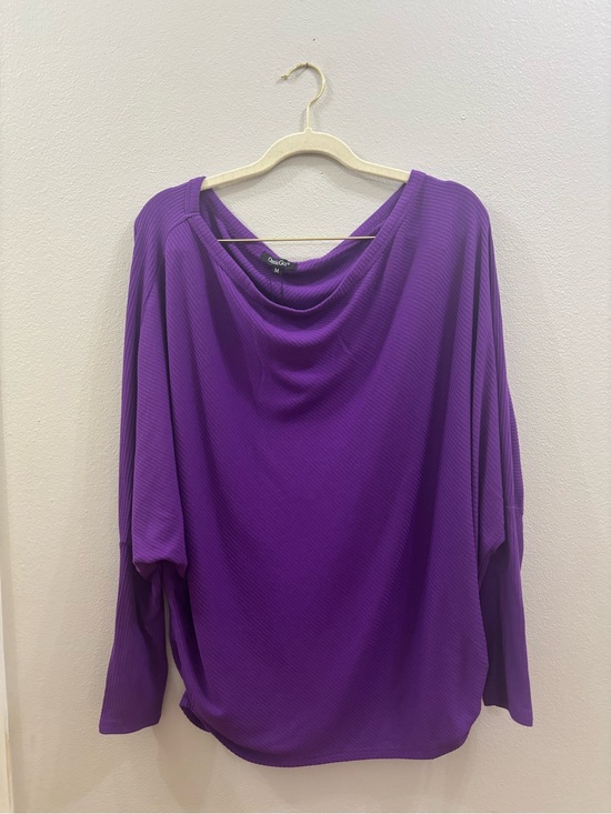 Omicgot Tops - OmicGot purple off-shoulder ribbed long-sleeve dolman top